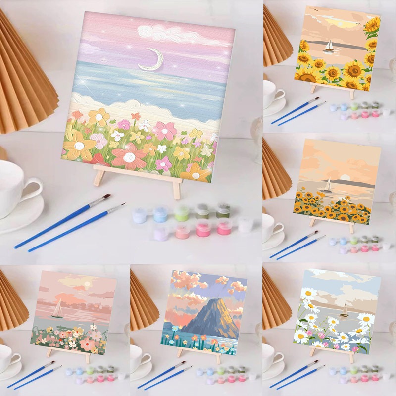 ระบายสีตามเลข 20*20ซม ระบายสีตามตัวเลข จิตรกรรมดิจิตอล ภาพวาดตามตัวเลข DIY ของเล่นเด็ก