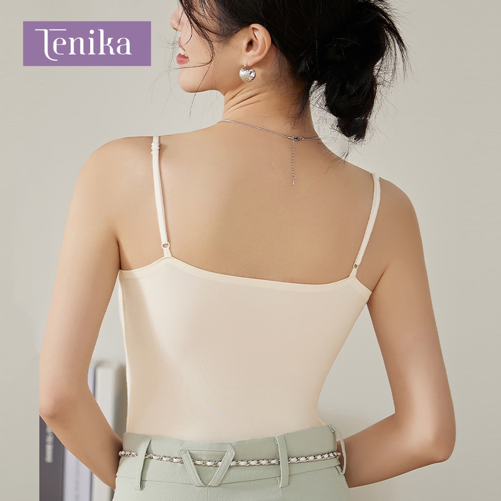 TENIKA เสื้อกล้ามผู้หญิง ไร้ขอบ มีฟองน้ำ tank tops นุ่ม บาง ใส่สบาย ซึมซับเหงื่อ ระบายอากาศดี — صورة 3