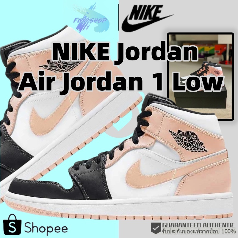 【ราคาพิเศษ】NIKE AIR JORDAN 1 MID "WHITE BLACK CRIMSON TINT" Sneakers 554724-133 Unused 554724-133