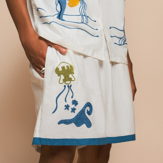 White Blue Trove Shorts