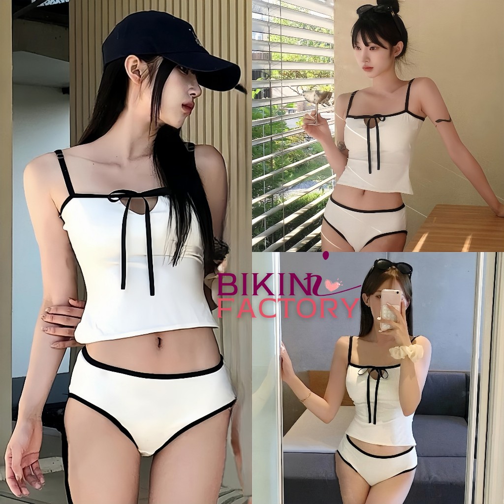 BIKINI FACTORY ชุดว่ายน้ำ2ชิ้น ชุดว่ายน้ำแฟชั่น ชุดว่ายน้ำผู้หญิง 🥞 สายเดี่ยว มีฟองน้ำในตัว สินค้าพร้อมส่ง BK-125