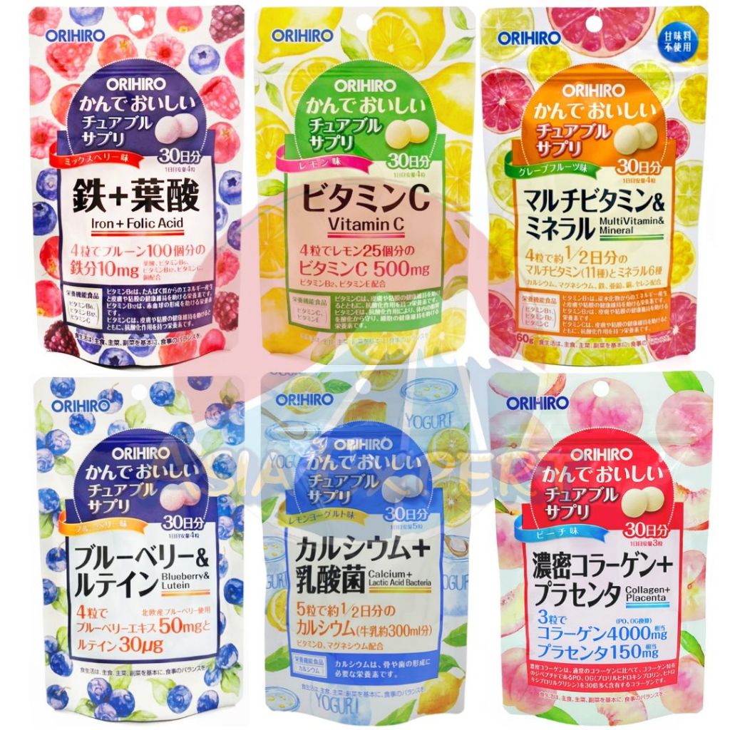 '24 Calcium+Lactic New Arrival~ ORIHIRO Chewable Supplement 30วัน 6ชนิด วิตามินแบบเคี้ยว