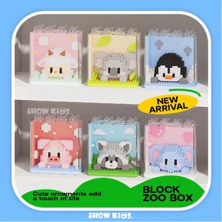 บล็อกนาโน Panda Tiger Raccoon Zoo Building Blocks PUZZLE ของเล่นเพื่อการศึกษาสําหรับเด็กชายและเด็กหญิง