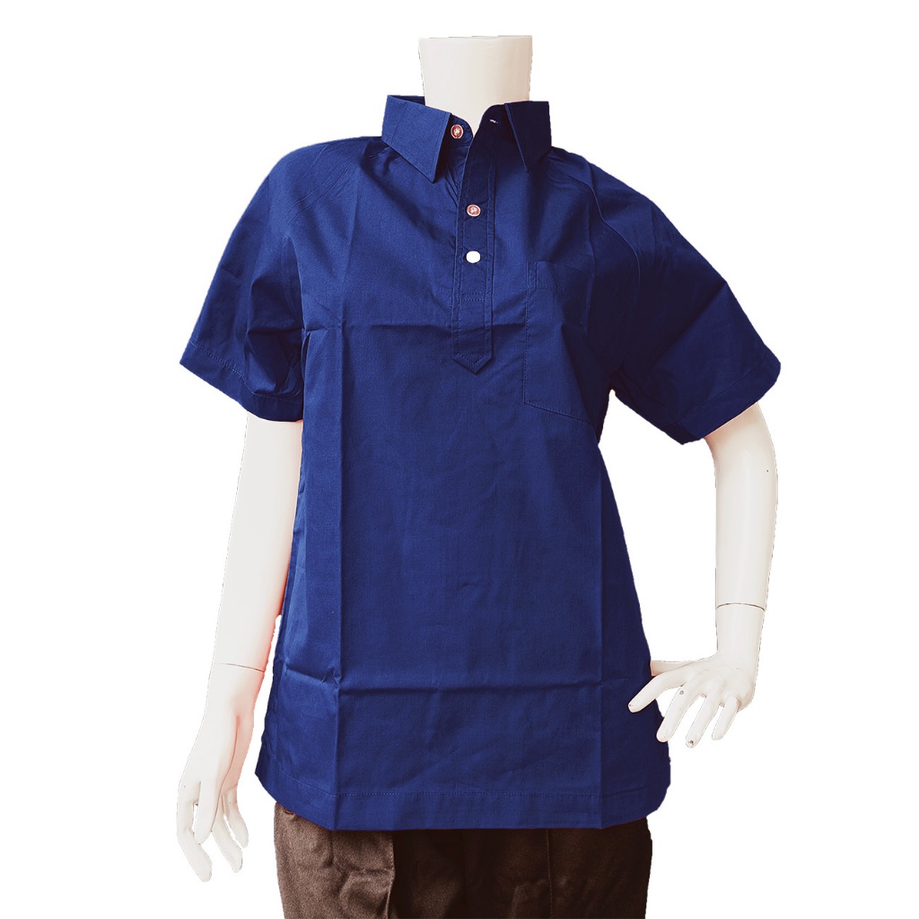 เสื้อพละโรงเรียนสีน้ำเงิน ผ้าโทเร ชุดพละนักเรียนไซส์ระดับมัธยม