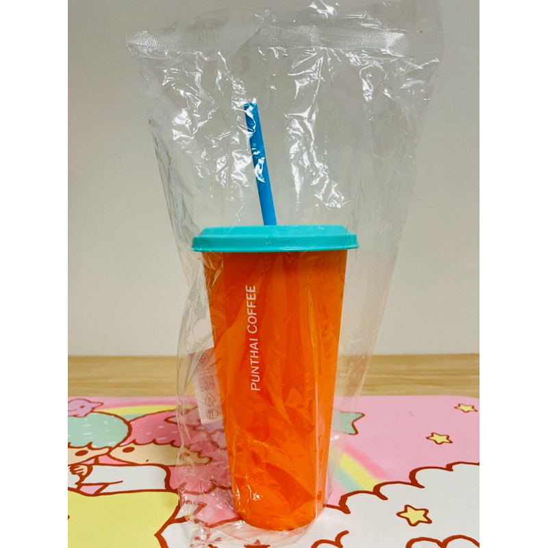 แก้วเปลี่ยนสี PUNTHAI COFFEE (🧡 Thursday​ Cup สีส้ม) ปริมาตร : 24 oz.
