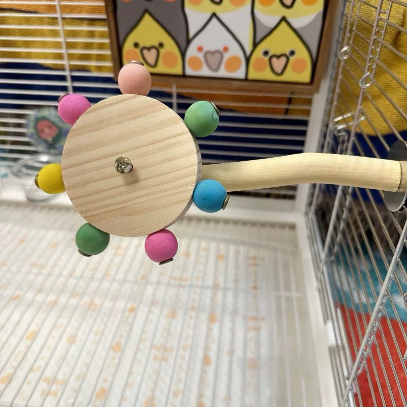 A-43 ของเล่นนกแก้ว คอนยืน วงล้อหมุนได้ ฝึกนก แก้เบื่อ 19cm