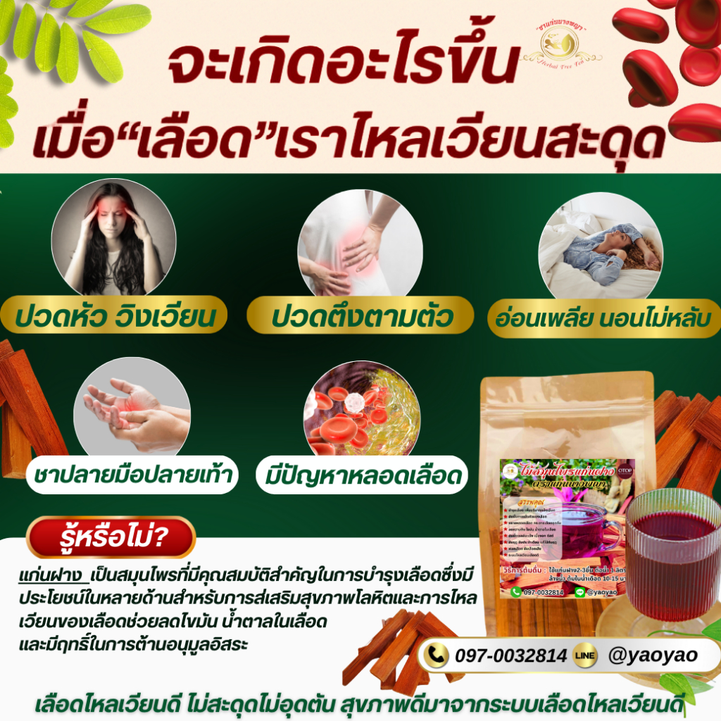แก่นฝาง ตราแก่นนางพญา สมุนไพรจากธรรมชาติ น้ำไปต้มดื่มแทนน้ำได้ ต้มซ้ำได้หลายรอบ
