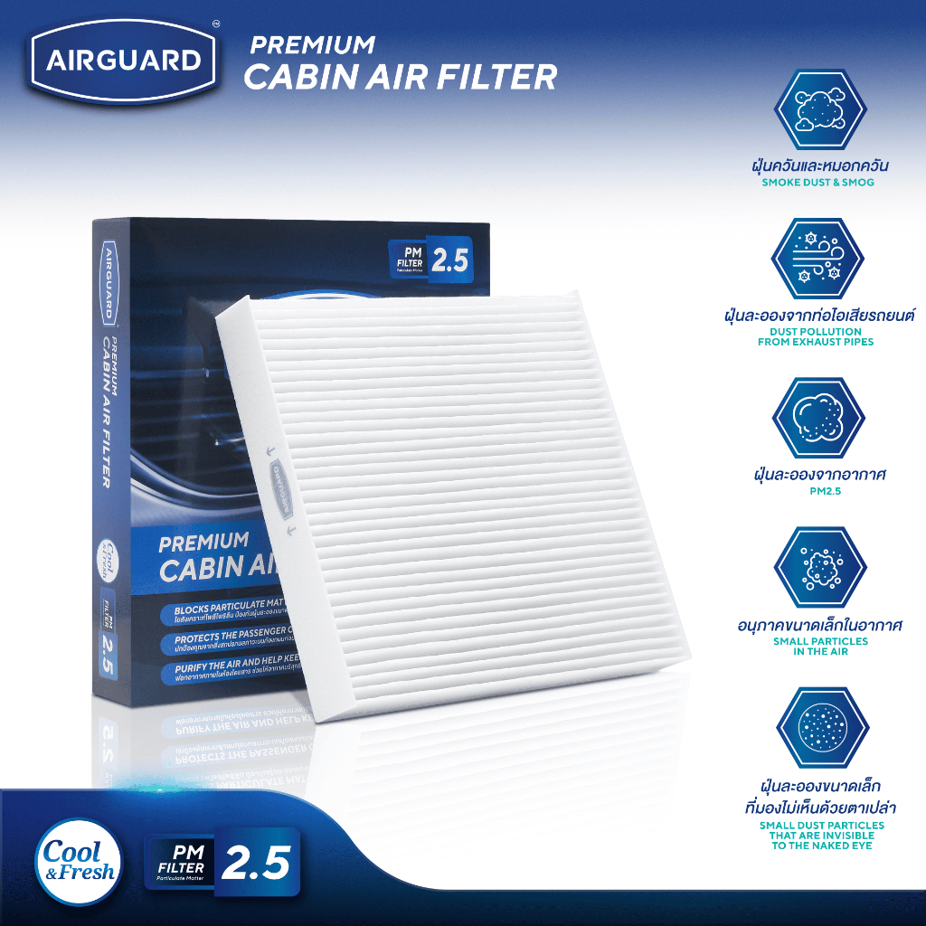 [PM2.5] AIRGUARD กรองแอร์ TOYOTA VIGO, FORTUNER 2004-2014