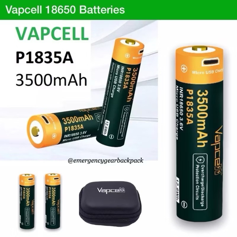 Vapcell P1835A 18650 3500mAh 3.6V 10A USB Li-ion Rechargeable Battery