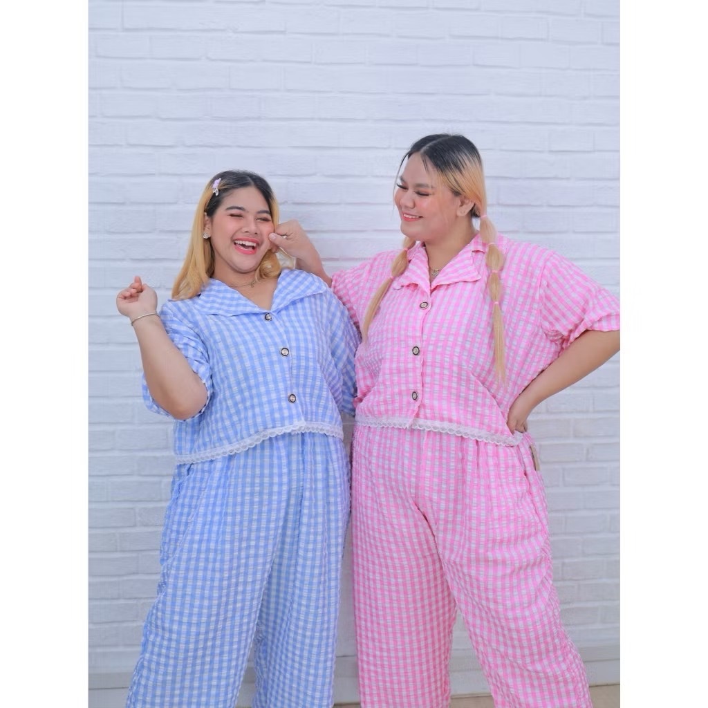 [ ส่งฟรี ] A203 + ก738 ชุดเซต เสื้อเชิ้ตครอป + กางเกงขายาวลูกไม้ เสื้อครอปคนอ้วน กางเกงขายาวคนอ้วน ชุดคนอ้วน