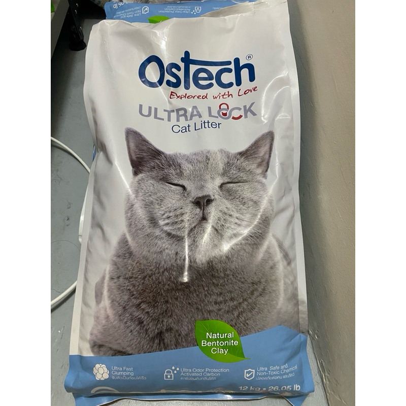ostech ทรายแมวไร้ฝุ่น ดับกลิ่นได้ดีมาก ปลอดภัยต่อคนและสัตว์ 12 กิโล