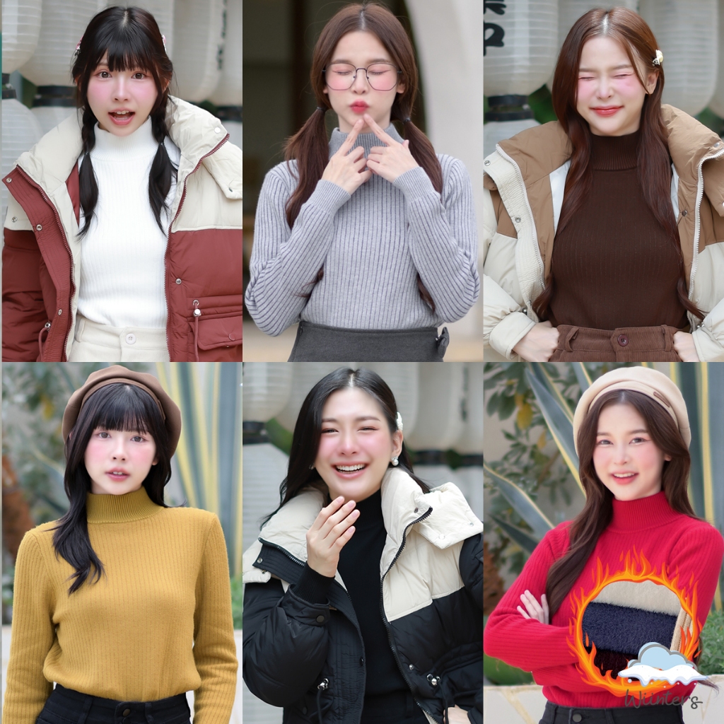 [ Becky Peen Neck Sweater ] 8 สี I เสื้อแขนยาวบุขน เสื้อคอปีนบุขน สเวตเตอร์ ผ้าร่อง หนา นุ่ม กันหนาวติดลบ
