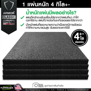 แผ่นยางกันกระแทก 50×50 รุ่น ARMOR CLASSIC (หนา 20มม.) ชุด 4 แผ่น 1 ตารางเมตร