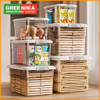 GREENIKA ลังเก็บของพลาสติกใสใหญ่อเนกประสงค์ มี4ขนาด ฝาล็อค ม…