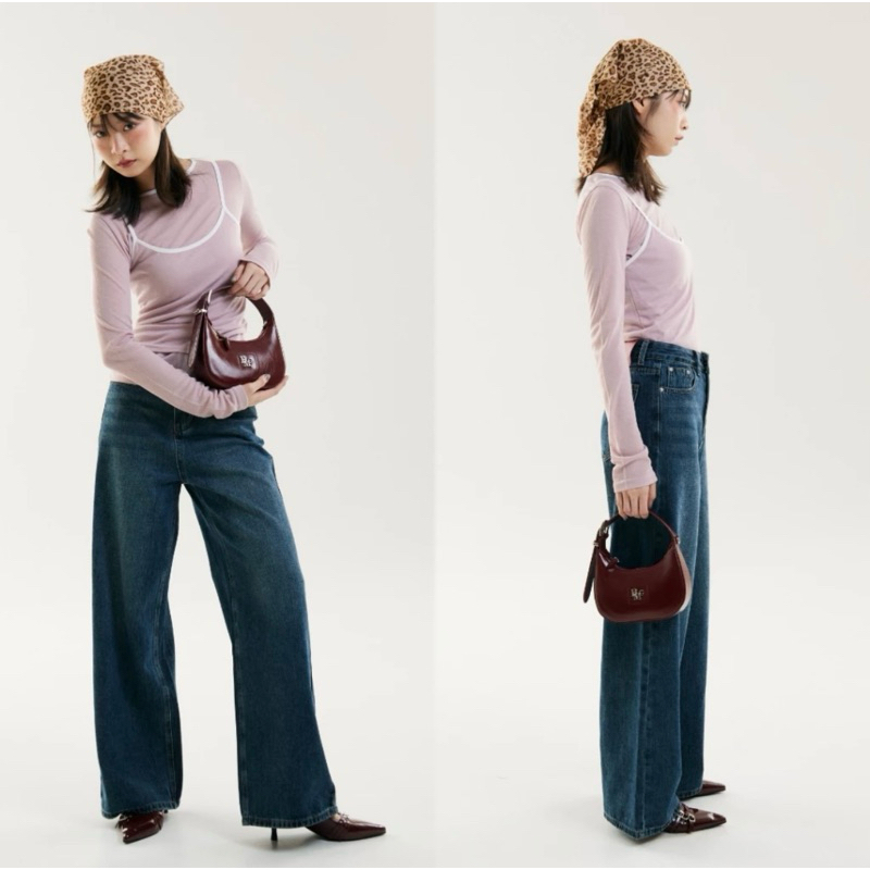 กางเกง Beming ยีนส์ทรงกระบอกใหญ่