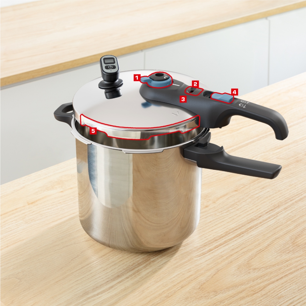 TEFAL หม้ออัดแรงดัน Secure Chrono ขนาด 8 ลิตร รุ่น P2594400 สีเงิน/น้ำเงิน - รูปที่ 4