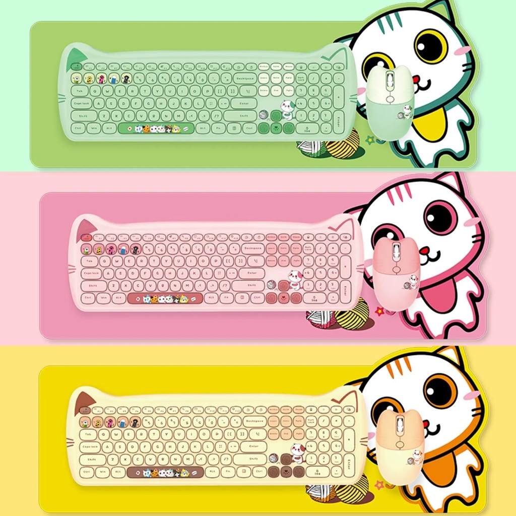 Geezer Keyboard Set Kitty Plus ลายแมว ชุดคีย์บอร์ดไร้สาย