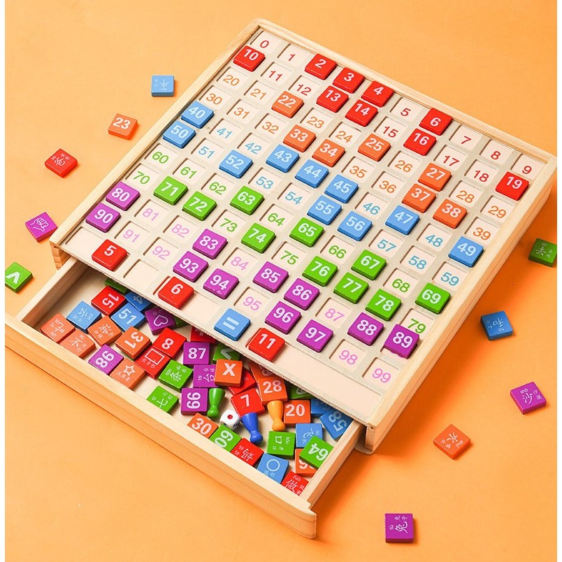 กระดาน 100 ช่อง มีลิ้นชักเก็บ พร้อมเกม บันไดงู