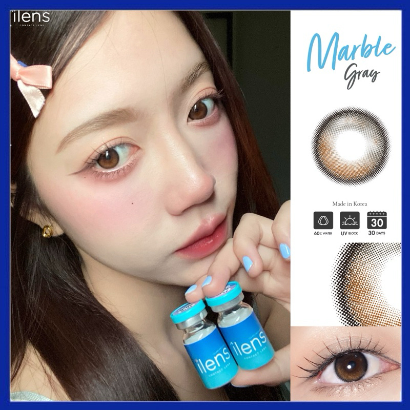 แท้ มี อย 💯 คอนแทคเลนส์ ขนาดกลาง มีค่าสายตา 🐬 Marble 🐬 Gray / Brown (ilens)