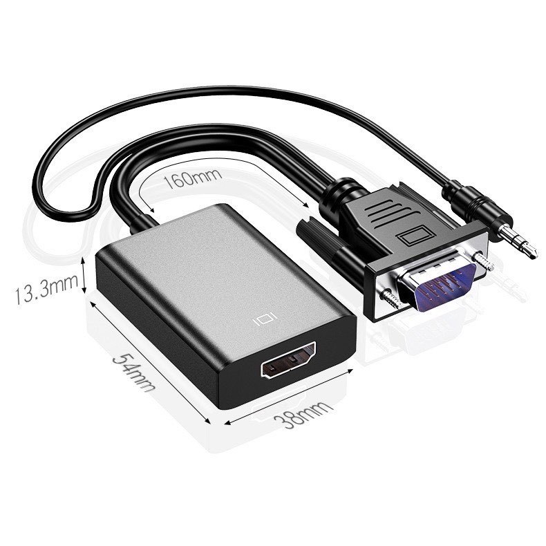 1080P VGA to HDMI Video Converter Adapter with Mini USB Power Cable 3.5mm Audio Cable vga2hdmi for HDTV DVD PC