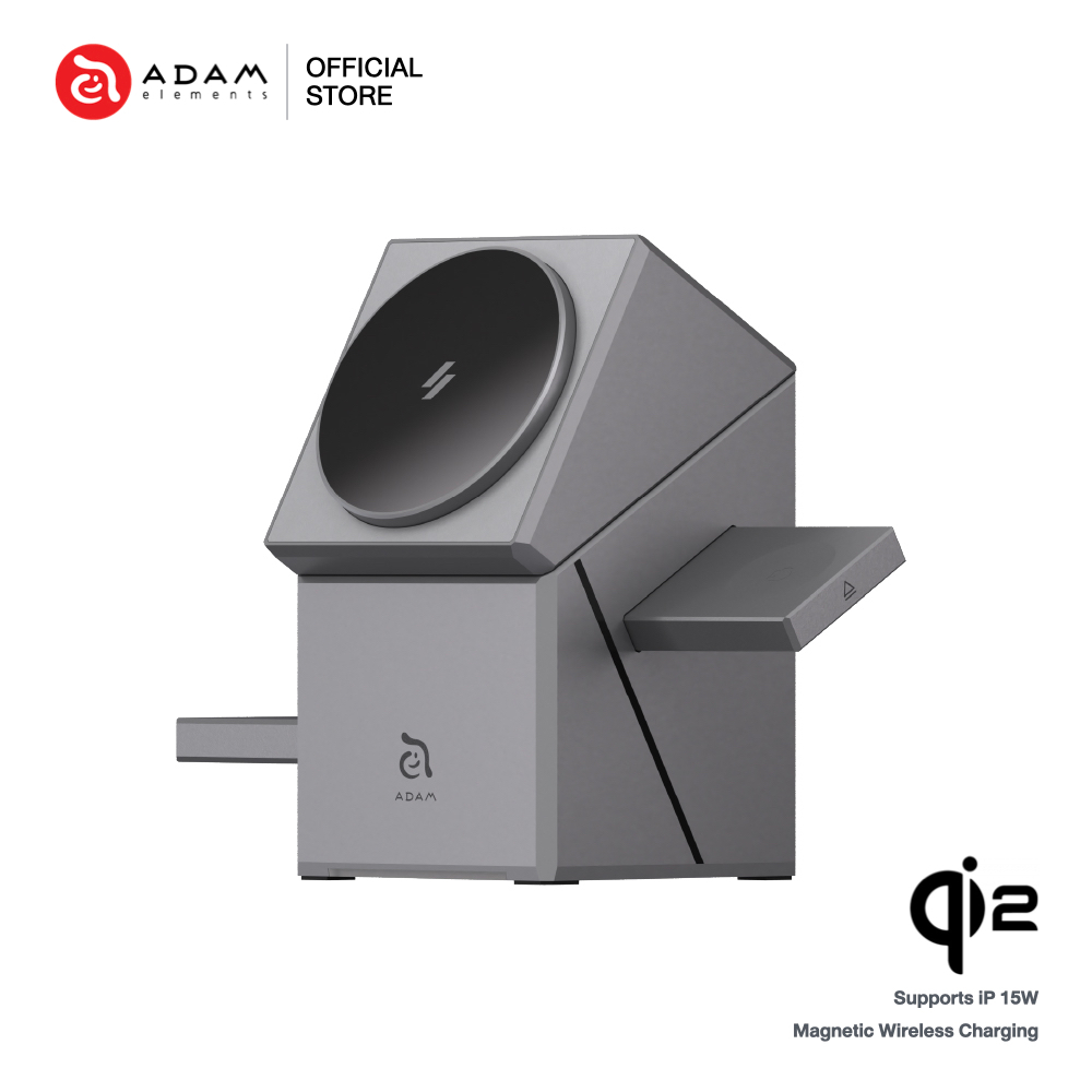 แท่นชาร์จไร้สาย ADAM elements Mag Qube Qi2 3-in-1 Intelligent Charging Station - แท่นชาร์จมือถือ กำล