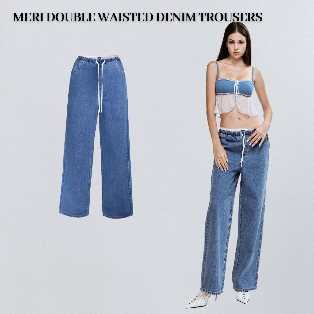 Merge Official - Meri Double Waisted Denim Trousers (พร้อมส่ง)