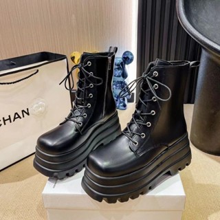 24Hพร้อมส่งในไทย🚚รองเท้าบูทแฟชั่นสตรี รองเท้าบูทมาร์ติน 7cm …