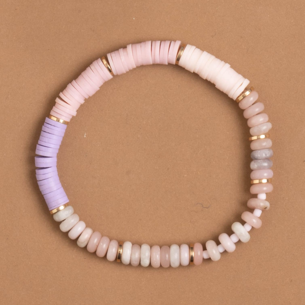 DREAMY PINK AND PURPLE BEADED BRACELET