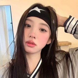 ผ้าคาดผม การออกกำลังกาย ลายดาวห้าแฉก โยคะ ดูดซับเหงื่อ แถบคาดศีรษะ สาว ย้อน ยุค