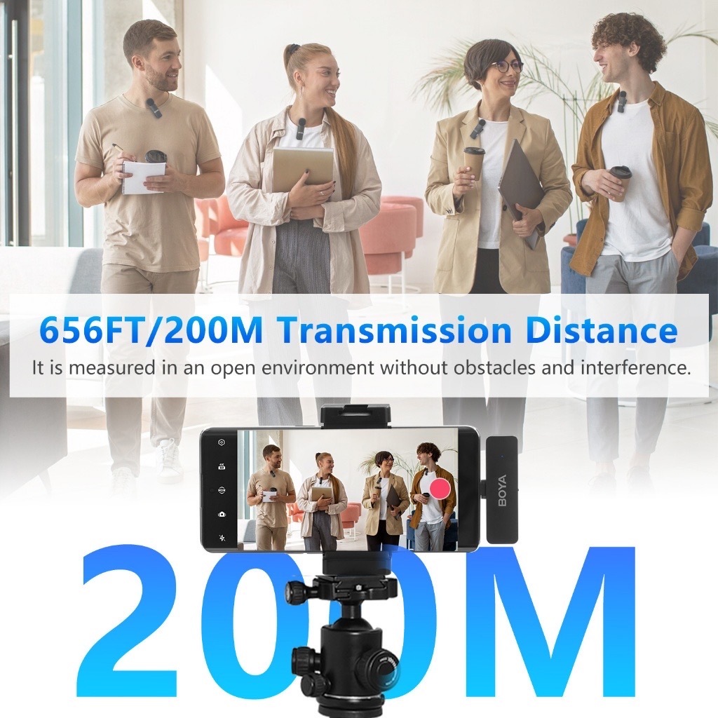 Boya BY-V4U ไมโครโฟนไร้สาย ไมค์ 4 ตัว พร้อมกล่องชาร์จ เชื่อมผ่าน USB-C Wireless Microphone 4-Channel - รูปที่ 7