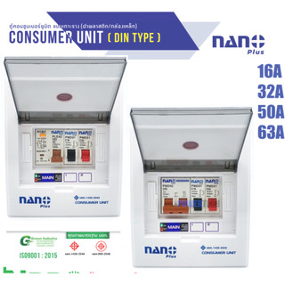 Nano ตู้คอนซูมเมอร์ ตู้คอนซูเมอร์ ยูนิต NN-CM NNP-CR CONSUMER UNIT NANO PLUS 2 ช่อง เมนเบรคเกอร์ธรรมและ กันดูด RCBO NNP
