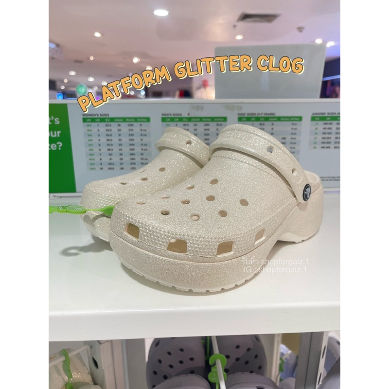 CROCS PLATFORM CLASSIC GLITTER CLOG ⭐️ หิ้วชอป ของแท้