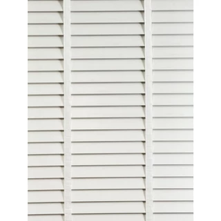 มู่ลี่กันน้ำ มู่ลี่ PVC Faux Wood - FX1001 White Color สีขาวล้วน ขนาดใบ 50mm.