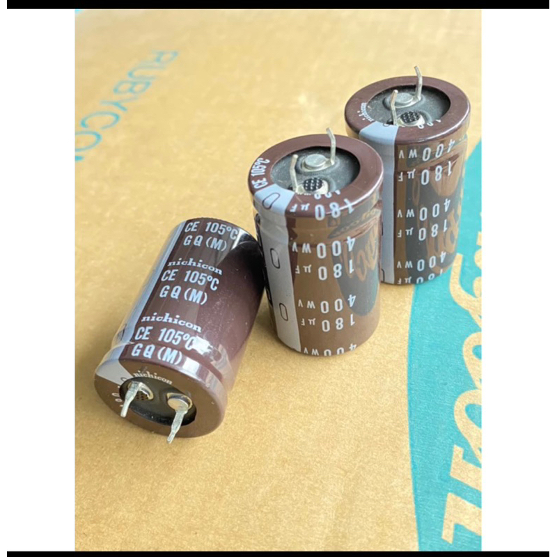 CAPACITOR 180UF 400V (แพ็ค1ตัว) nichicon ของแท้-ใหม่ ทนร้อน105C 25x40CMสีน้ำตาล คาปาซิเตอร์ Capacitor 180UF400V