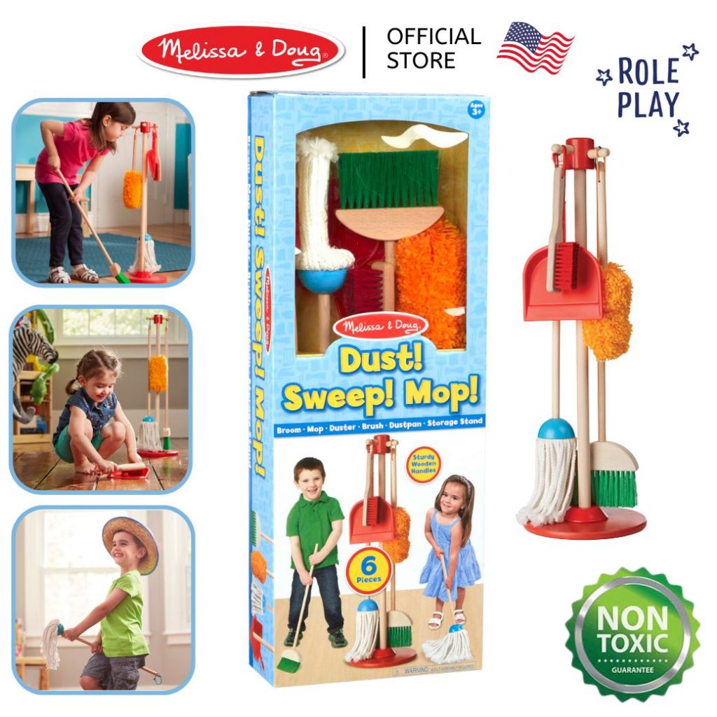 (ของแท้ USA)ของเล่นไม้กวาด เล่นทำความสะอาด Dust Sweep Mop Broom Cleaning Playset Melissa & Doug 8600
