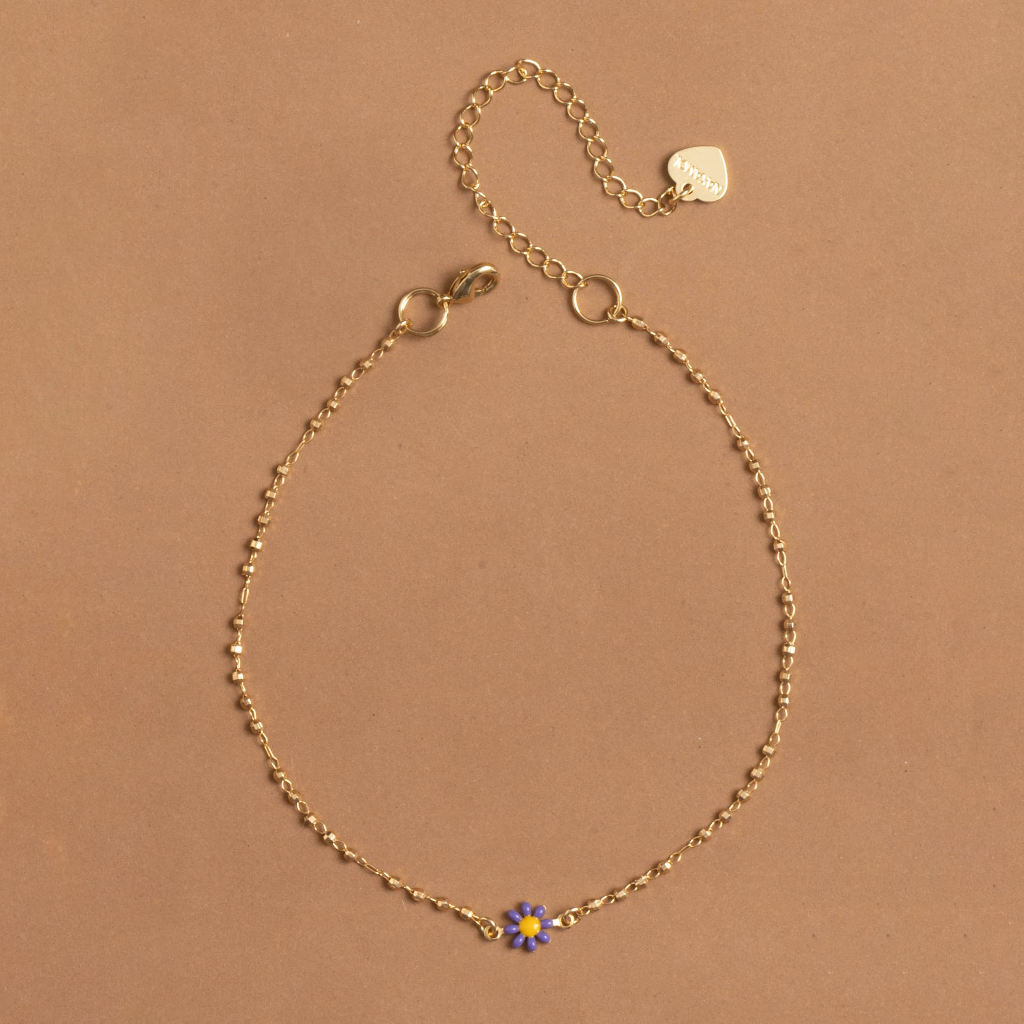 NAKAMOL – FLORAL GOLD ANKLET สร้อยข้อเท้าสีทองจี้ดอกไม้ ราคา ถูกที่สุด ดีลบีเคเค แกลเลอรีภาพที่ 3