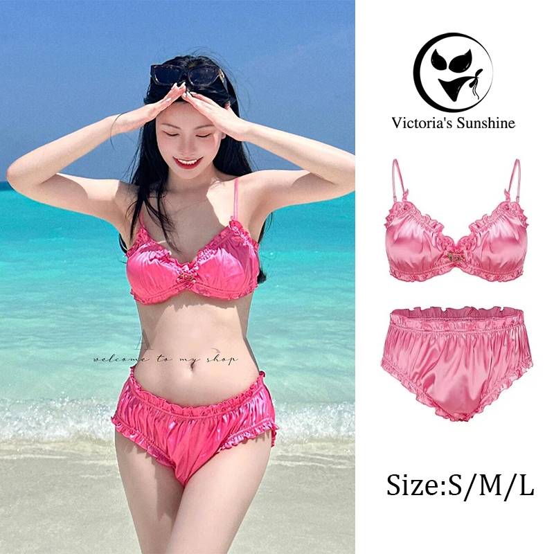 Victoria's Sunshine บิกินี่ ทูพีช pink sexy bikini set ชายหาด ส่งไวจากไทยH9476
