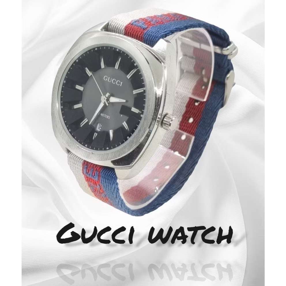 นาฬิกาแฟชั่นผู้หญิงผู้ชาย นาฬิกาแบรนเนม GGสายผ้า นาฬิกากุชชี่ สายผ้า กันน้ำ นาฬิกาGC  มีวันที่ TW617