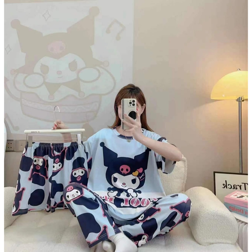 SGH0235 เซตชุดนอนผู้หญิง ลายน่ารัก ได้ 3 ชิ้น เสื้อแขนสั้น กางเกงขายาว-ขาสั้น ผ้านิ่ม ไม่ร้อน