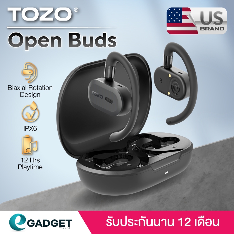 (ประกันศูนย์ไทย1ปี) TOZO Open Buds หูฟังบลูทูธ หูฟังไร้สาย หูฟังออกกำลังกาย truewireless Bluetooth 5.3