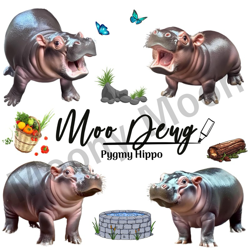 สติกเกอร์รีดติดเสื้อ ตัวรีดติดเสื้อ สติกเกอร์รีดร้อนdtf ฮิปโป หมูเด้ง