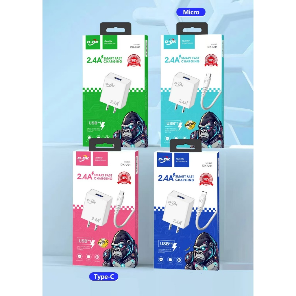 D-OK 2.4A เครื่องชาร์จเร็ว รองรับหัวชาร์จหลายแบบ (Micro, Type-C, ) ชาร์จอุปกรณ์ทั้งหมดได้ในเครื่องเดียว