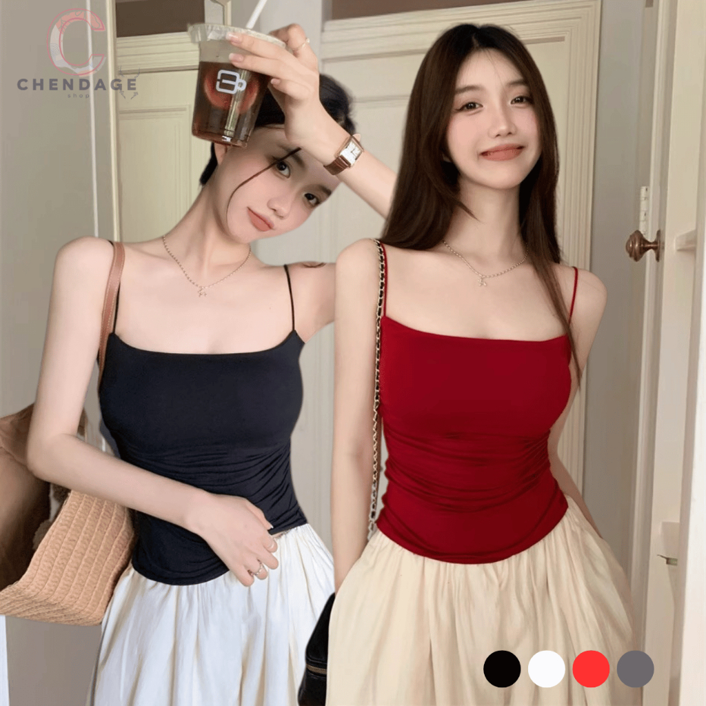 เสื้อสายเดียวยาวเต็มตัว B-133 เสื้อสายเดี่ยวแฟชั่น สายเดี่ยว สายเที่ยว ใส่สวย เซ็กซี่ มีฟองน้ำในตัว พร้อมส่ง