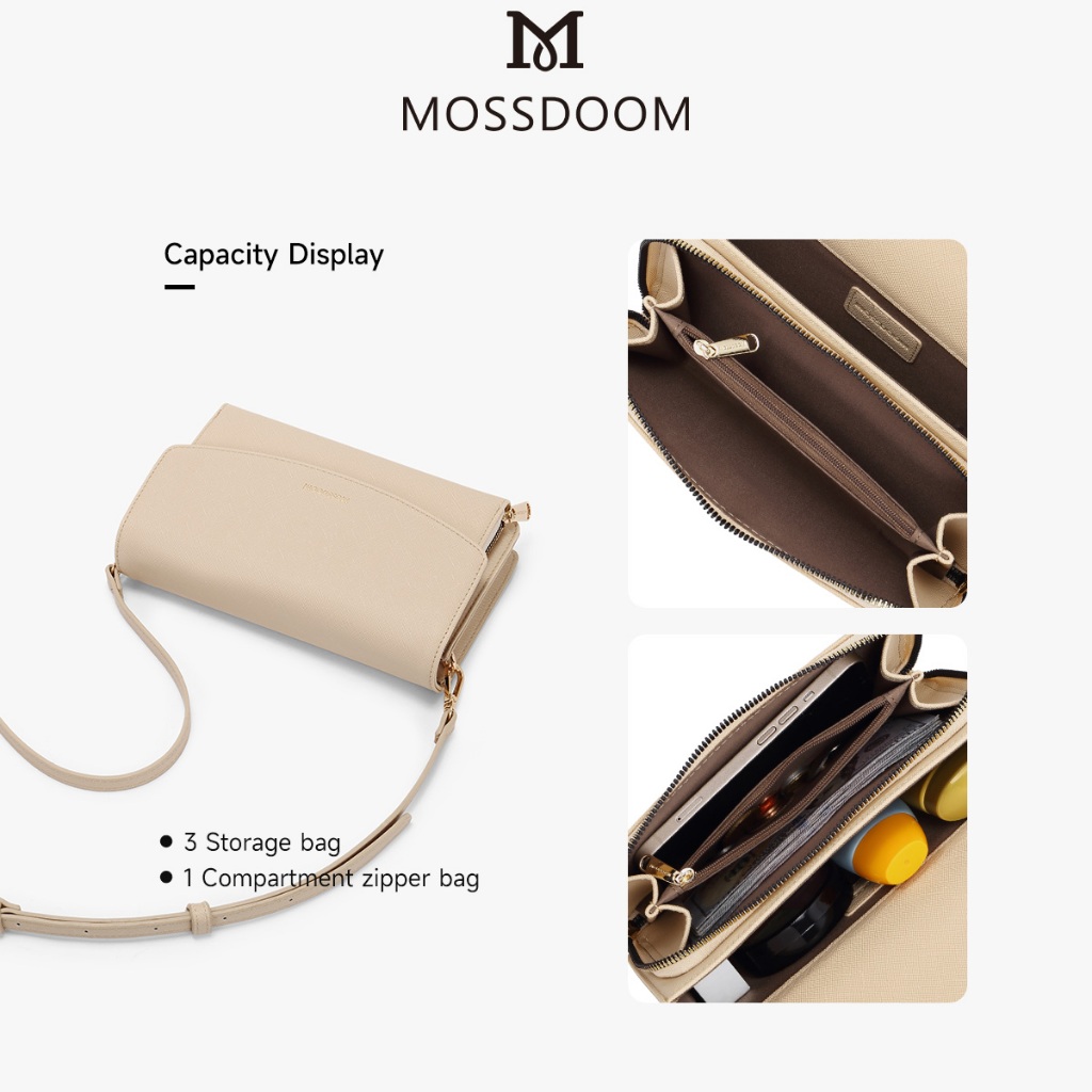 MOSSDOOM Eve Bag กระเป๋าสะพายสุภาพสตรีสไตล์มินิมอล กระเป๋าแฟชั่น มี5สี(ดำ/แอปริคอท/ชมพู/ขาว/น้ำเงิน) สีสวยตรงปก - รูปที่ 6