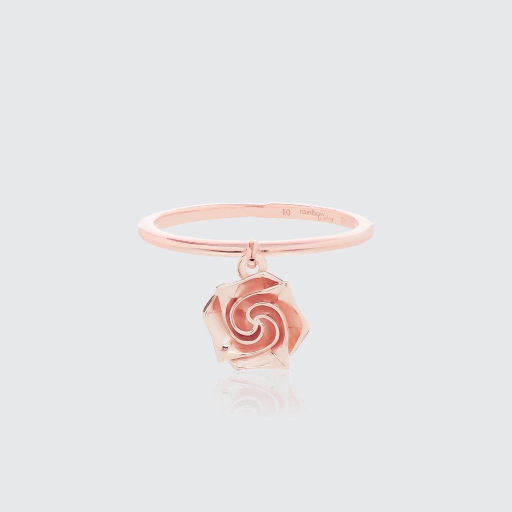ORIGAMI LUCKY RING แหวนห้อยจี้ลายกระดาษพับ สัญลักษณ์แห่งความโชคดี และ ความสุข 13 ลาย สีทองชมพู Rose Gold
