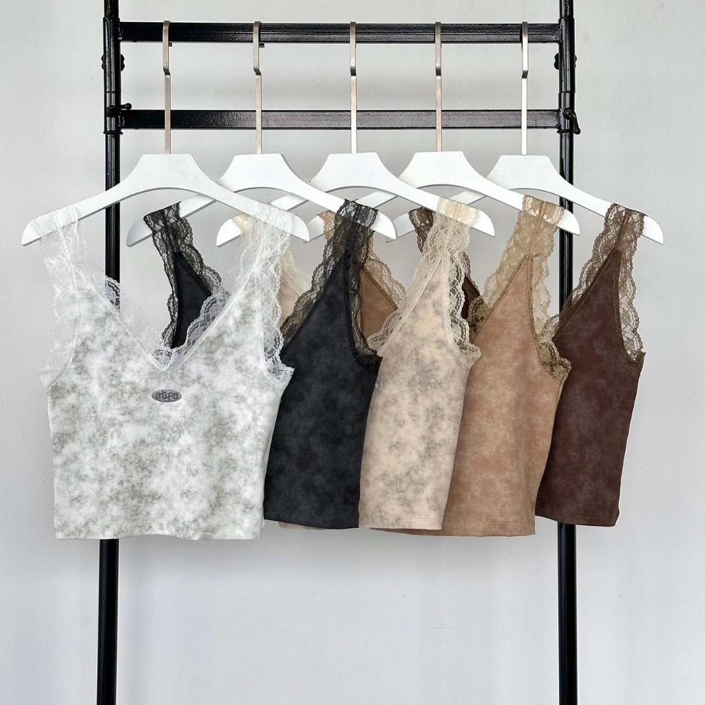 Atipashop - LACE BLANCE TOP เสื้อแขนกุด ดีเทลลูกไม้