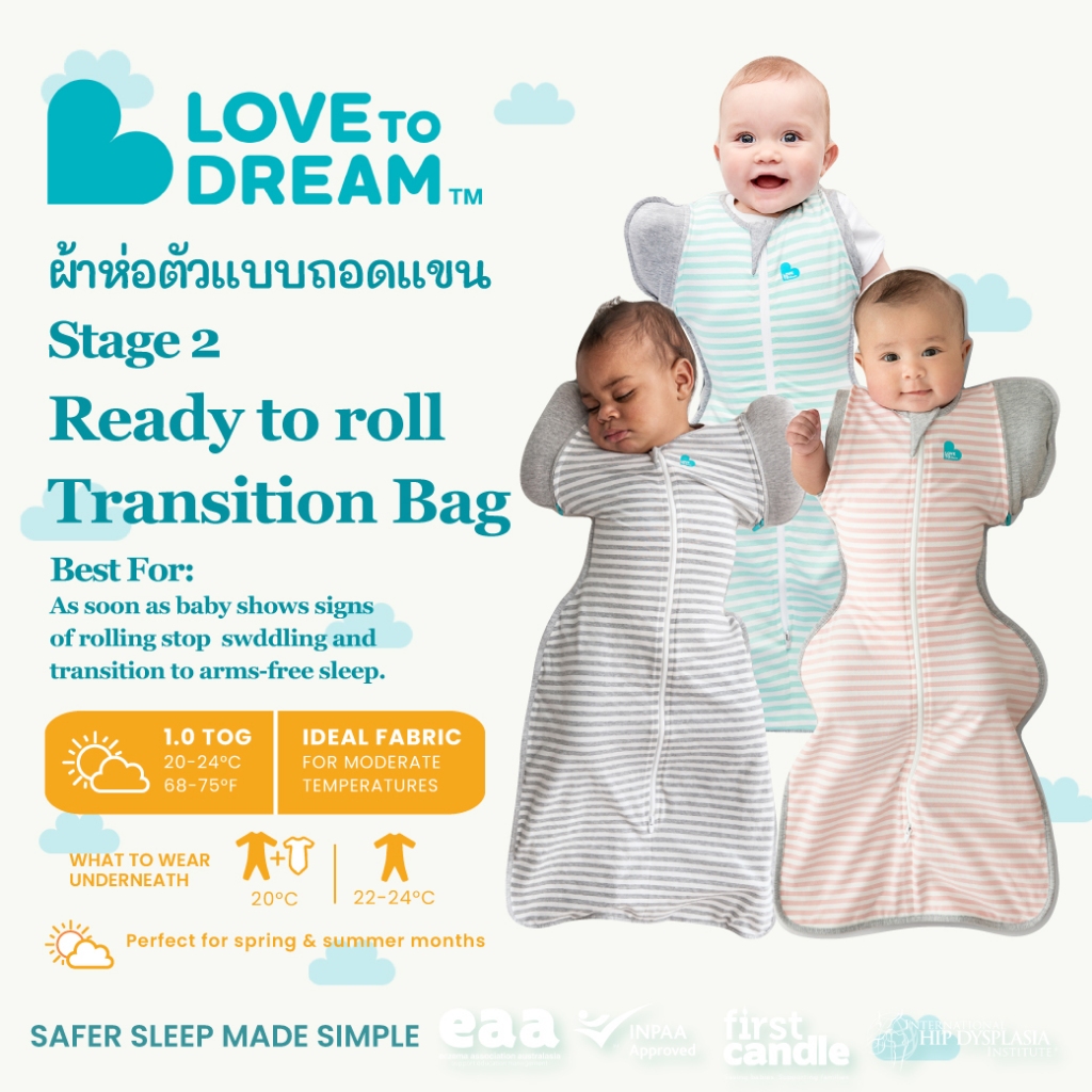 Love To Dream ผ้าห่อตัวเด็กแบบถอดแขน Transition Bag Original Cotton (คอตตอน) 1.0 TOG - Original
