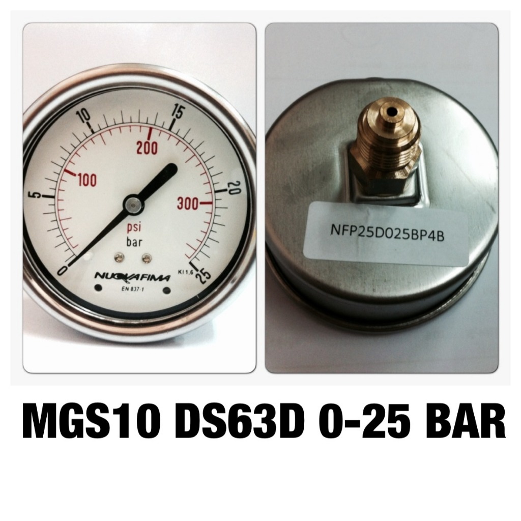 MGS10/D DS63 0-25 BAR BSP ออกหลัง/มีน้ำมัน/มีปีกด้านหน้า