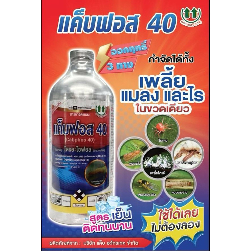 แค็บฟอสขนาด1ลิตรยาแมลงมีฤทธิ์3ทางสูตรเย็น