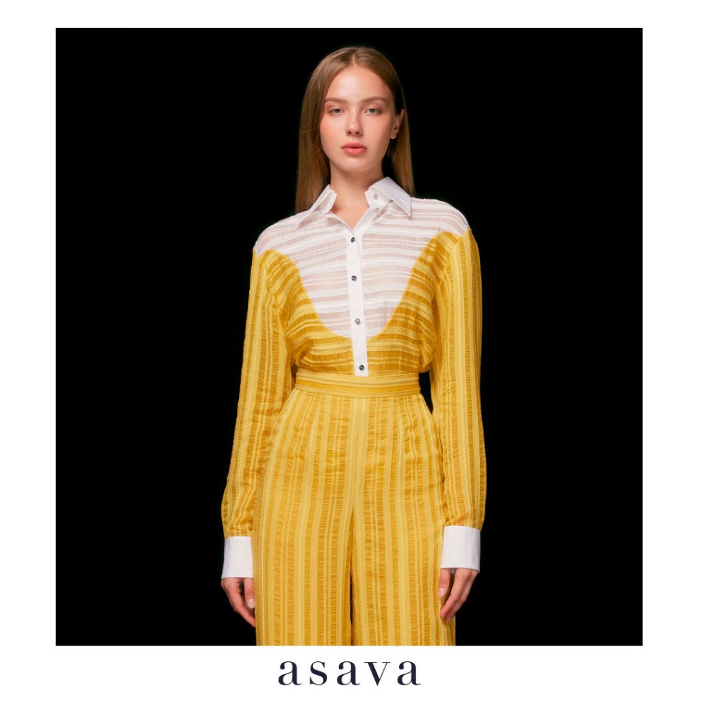 [asava aw23] Evelyn Western Long Sleeve Shirt เสื้อผู้หญิง ทรงเวสเทิร์น แขนยาว ตัดต่อคอเสื้อและจีบหลัง แต่งข้อมือ